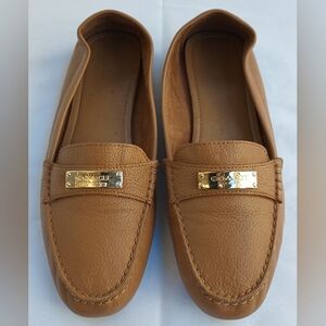 Coach Loafers Federica Leather Tan Slip-On Flats Womens Size 8.5 Slippers